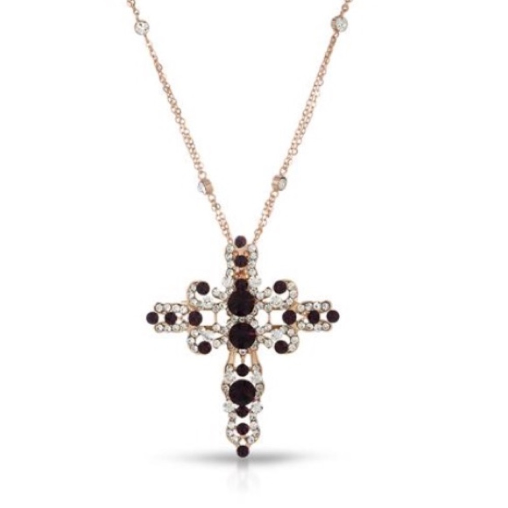 New Cross Necklace with Genuine Crystals